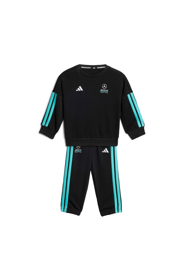Adidas - Bluzka Z Długim Rękawem I Spodnie Dresowe Dla Niemowląt Mercedes - Amg Petronas. Okazja: na uczelnię. Kolor: niebieski, wielokolorowy, czarny. Materiał: dresówka. Długość: długie. Styl: sportowy