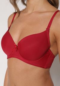 Renee - Bordowy Gładki Biustonosz o Klasycznym Fasonie Arriethia. Kolor: czerwony. Wzór: gładki #6