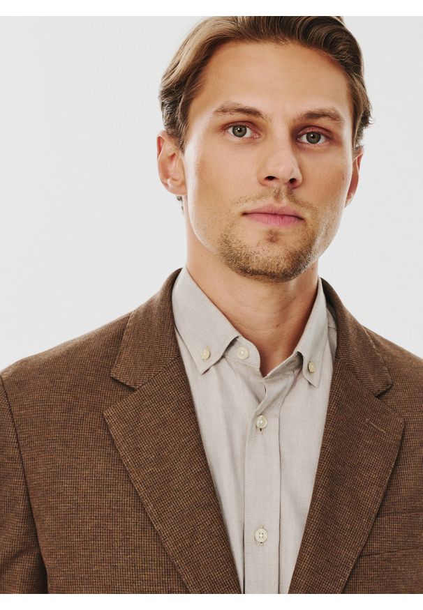 Pako Lorente - PAKO LORENTE – Brązowa marynarka męska. Kolor: beżowy, wielokolorowy, zielony, szary, brązowy. Materiał: wiskoza, poliester, elastan. Sezon: jesień