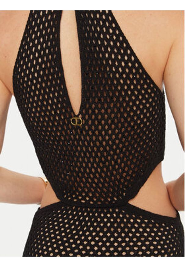 TwinSet - TWINSET Sukienka letnia 241TT3080 Czarny Regular Fit. Kolor: czarny. Materiał: bawełna. Sezon: lato