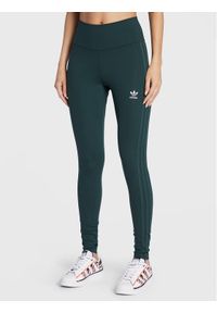 Adidas - adidas Legginsy adicolor Tight HN5904 Zielony Slim Fit. Kolor: zielony. Materiał: syntetyk #1