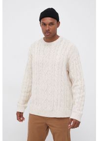 Levi's® - Levi's Sweter wełniany męski kolor beżowy ciepły. Okazja: na spotkanie biznesowe. Kolor: beżowy. Materiał: wełna. Wzór: ze splotem. Styl: biznesowy #4