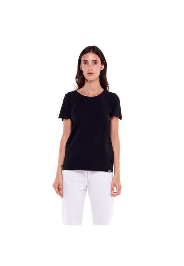 LEONE 1947 APPAREL - Damska koszulka w kolorze czarno-białym. Kolor: czarny. Materiał: tkanina. Sport: fitness