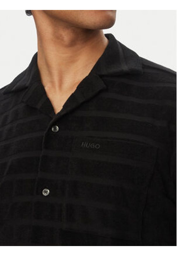 Hugo - HUGO Koszula Ellino 50539351 Czarny Relaxed Fit. Kolor: czarny. Materiał: bawełna