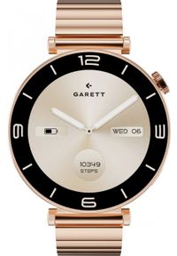 GARETT - Garett Rose Różowe złoto stalowy. Rodzaj zegarka: smartwatch. Kolor: złoty, wielokolorowy, różowy, szary. Materiał: skóra. Styl: sportowy, casual, elegancki #7