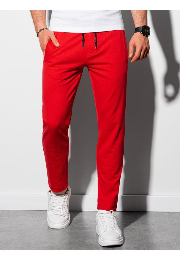 Ombre Clothing - Spodnie męskie dresowe - czerwone V5 P950 - L. Kolor: czerwony. Materiał: dresówka. Styl: klasyczny