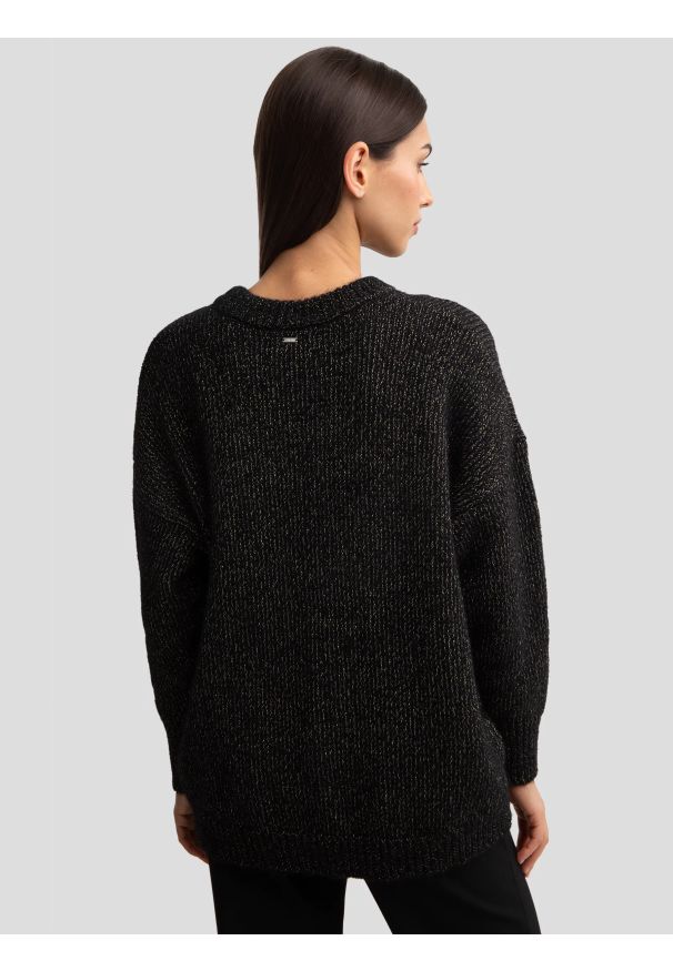 Big-Star - Sweter damski oversize z dodatkiem wełny czarny Mayamessa 906. Okazja: na co dzień. Kolor: czarny. Materiał: wełna. Sezon: zima. Styl: elegancki, casual