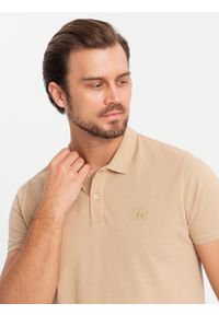 Ombre Clothing - Komplet męskich bawełnianych t-shirtów polo BASIC – czarny/biały/beżowy V7 OM-POBS-0133 - XXL. Typ kołnierza: polo. Kolor: biały. Materiał: bawełna. Wzór: haft. Styl: sportowy, klasyczny #4