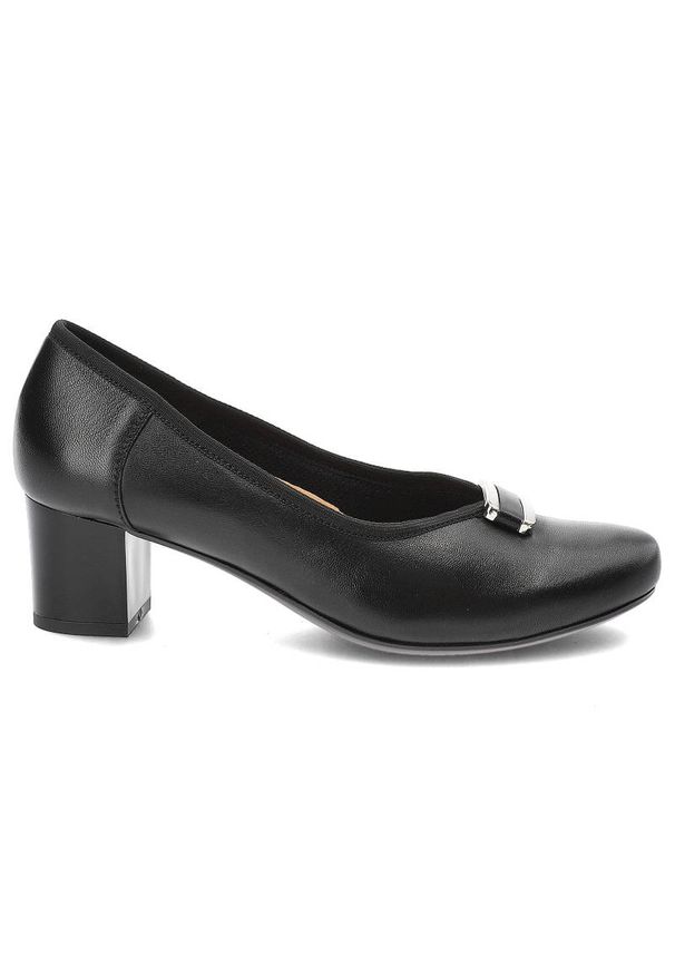 Czarne Półbuty Armodo Damskie Eleganckie Buty. Kolor: czarny. Materiał: skóra. Szerokość cholewki: normalna. Styl: elegancki