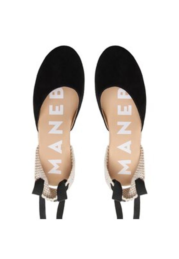 Manebi Espadryle Soft Suede Low Wedge Espadrilles K 1.0 WL Czarny. Kolor: czarny. Materiał: zamsz, skóra