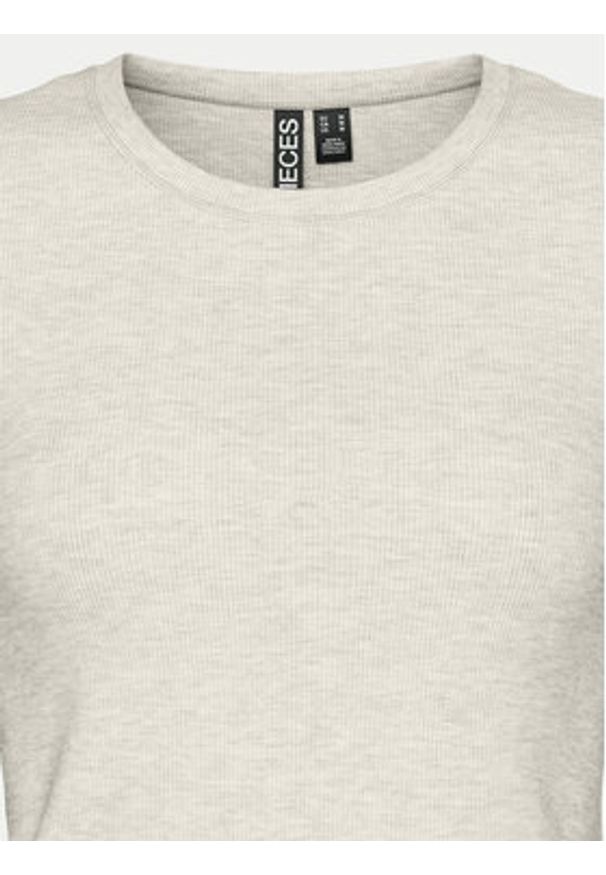 Pieces T-Shirt May 17154483 Szary Slim Fit. Kolor: szary. Materiał: bawełna