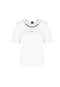 Pinko T-Shirt "Tiphanie" | 1G18AS A06Y | Kobieta | Biały. Okazja: na co dzień. Kolor: biały. Materiał: bawełna. Wzór: nadruk. Styl: casual, klasyczny #3