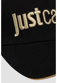 Just Cavalli - JUST CAVALLI Czarna damska czapka Logo Embroidery 3d Up. Kolor: czarny. Styl: casual