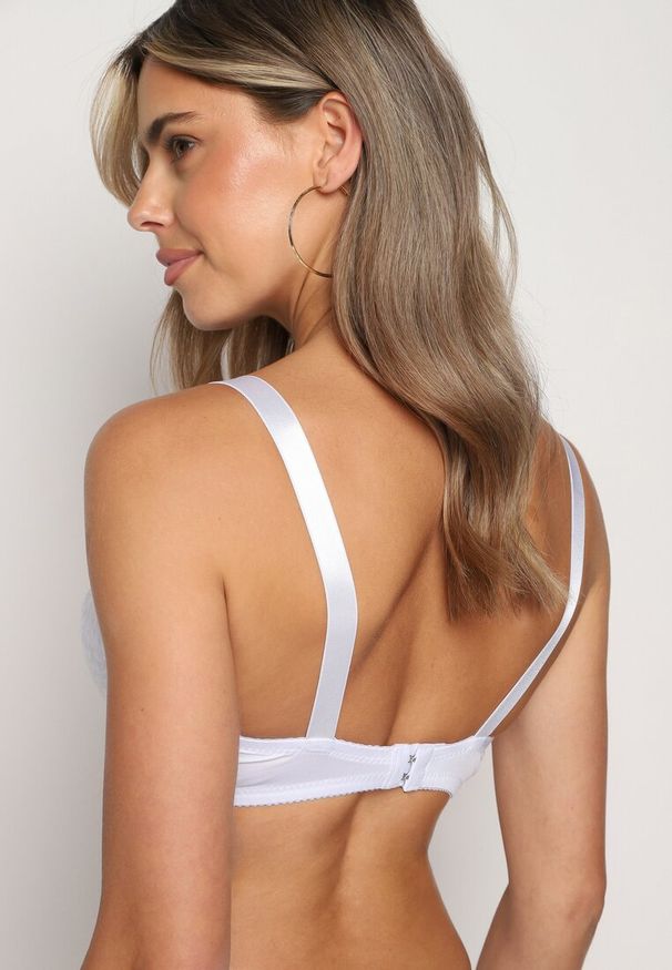 Born2be - Biały Biustonosz z Regulowanymi Ramiączkami o Koronkowym Wykończeniu Kefefia. Kolor: biały. Materiał: koronka