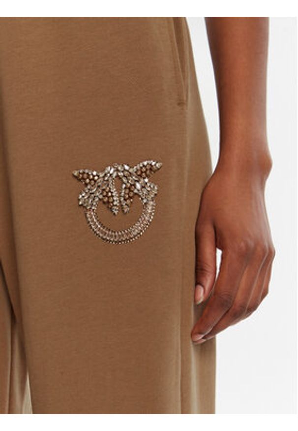 Pinko - PINKO Spodnie dresowe Plumcake 104790 A2RO Brązowy Regular Fit. Kolor: brązowy. Materiał: bawełna