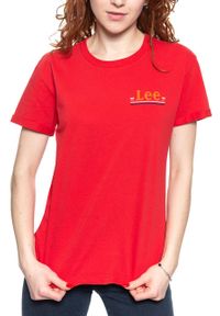 Lee - LEE T SHIRT DAMSKI CHEST LOGO TEE WARP RED L43ZFEKG 112109773. Wzór: nadruk #8