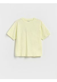 Reserved - Bawełniany t-shirt oversize - zielony. Kolor: zielony. Materiał: bawełna