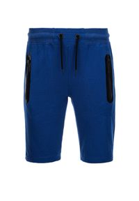 Ombre Clothing - Krótkie spodenki męskie dresowe - niebieskie V1. Okazja: na co dzień. Kolor: niebieski. Materiał: dresówka. Długość: krótkie. Wzór: nadruk. Sezon: wiosna, lato. Styl: klasyczny, casual #4