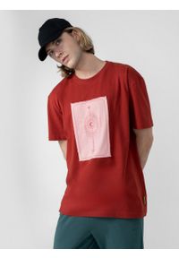 outhorn - T-shirt z nadrukiem męski - czerwony. Okazja: na co dzień. Kolor: czerwony. Materiał: bawełna, jersey. Wzór: nadruk. Styl: casual #5