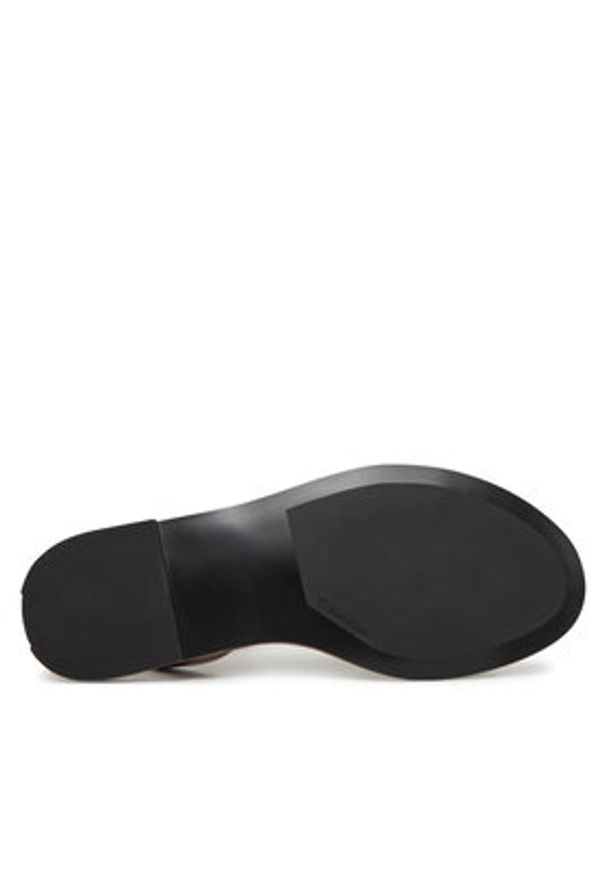 Calvin Klein Sandały Flat Sandal W/Ck Hw - Lth HW0HW02367 Brązowy. Kolor: brązowy. Materiał: skóra