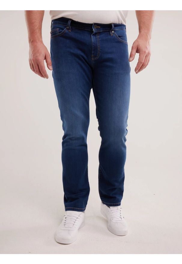 Big-Star - Jeansy męskie dopasowane granatowe Terry 499. Okazja: na co dzień. Stan: obniżony. Kolor: niebieski. Styl: casual