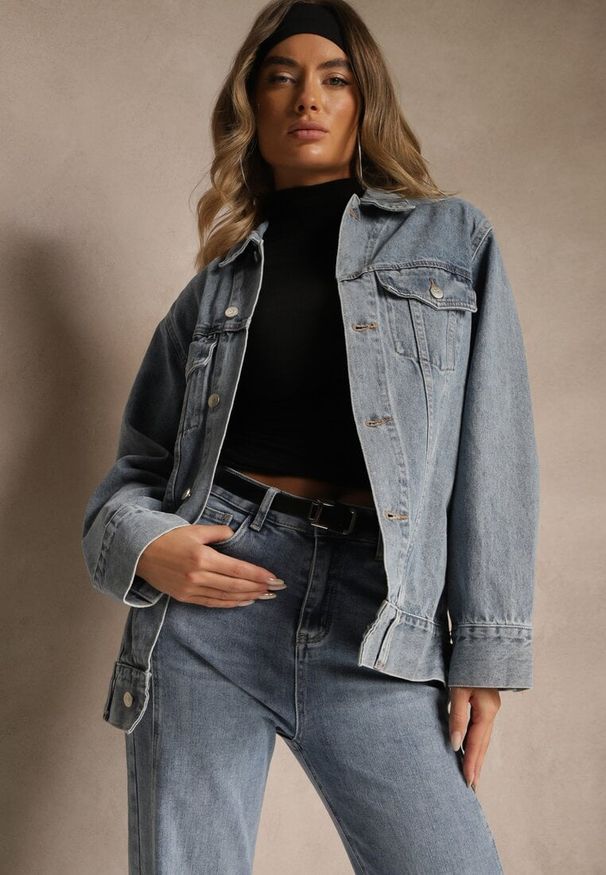 Renee - Niebieska Kurtka Jeansowa o Casualowym Fasonie Belissen. Okazja: na co dzień. Kolor: niebieski. Materiał: jeans. Styl: casual, boho