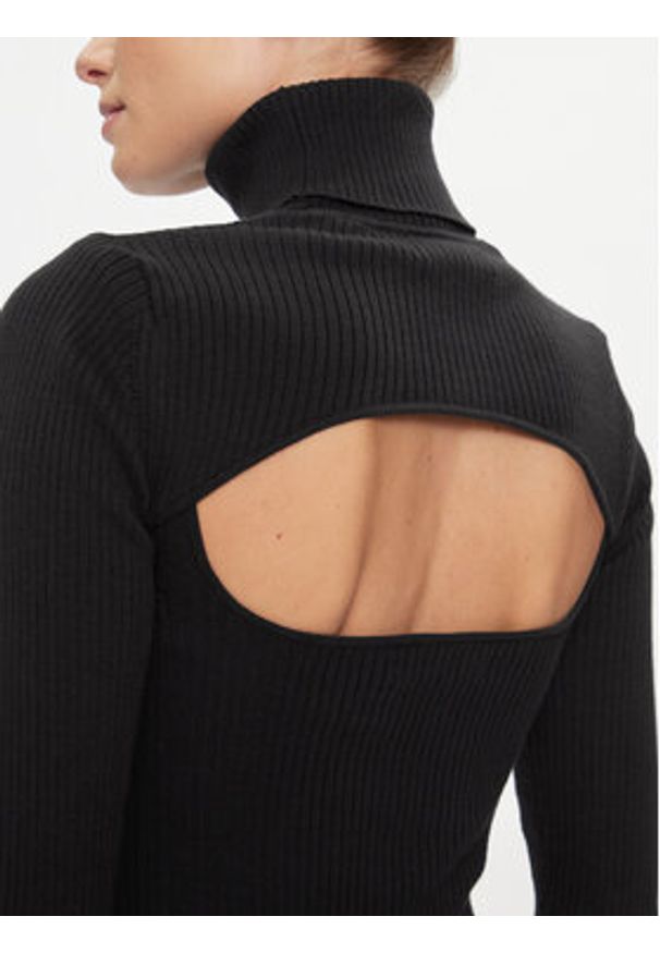 Calvin Klein Jeans Sukienka dzianinowa 2 In 1 Tight Ls Sweater Dress J20J222515 Czarny Slim Fit. Kolor: czarny. Materiał: bawełna