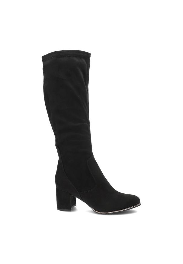 Czarne Kozaki Marco Tozzi Wygodne Eleganckie Buty Damskie. Kolor: czarny. Materiał: materiał. Styl: elegancki