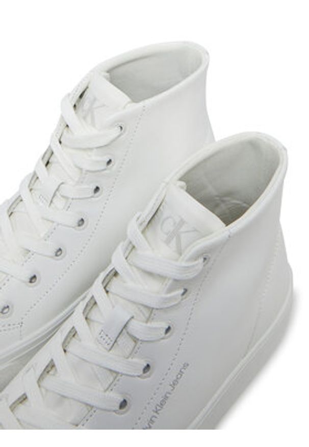 Calvin Klein Jeans Sneakersy Vulc Flatform Mid Mg Lth YW0YW01741 Biały. Kolor: biały. Materiał: skóra