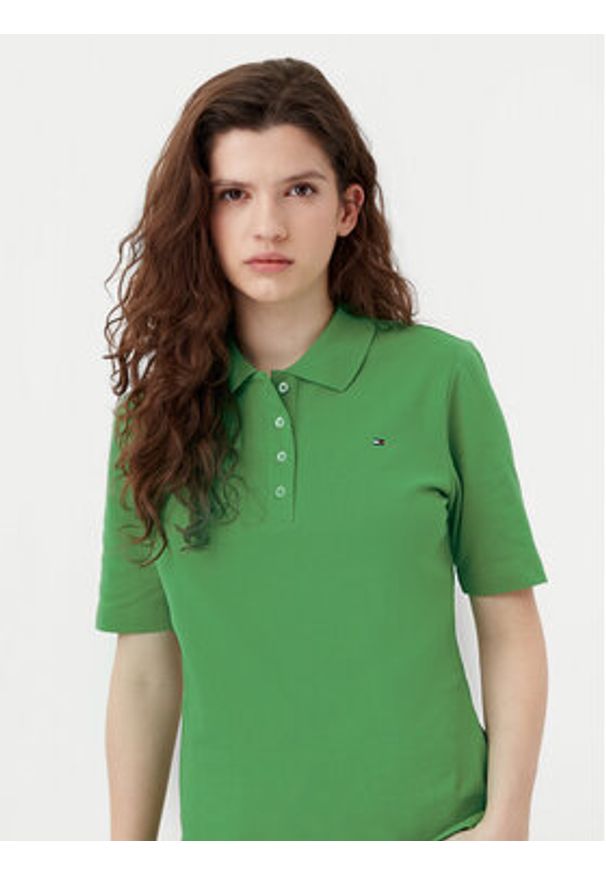 TOMMY HILFIGER - Tommy Hilfiger Polo 1985 WW0WW43224 Zielony Regular Fit. Typ kołnierza: polo. Kolor: zielony. Materiał: bawełna