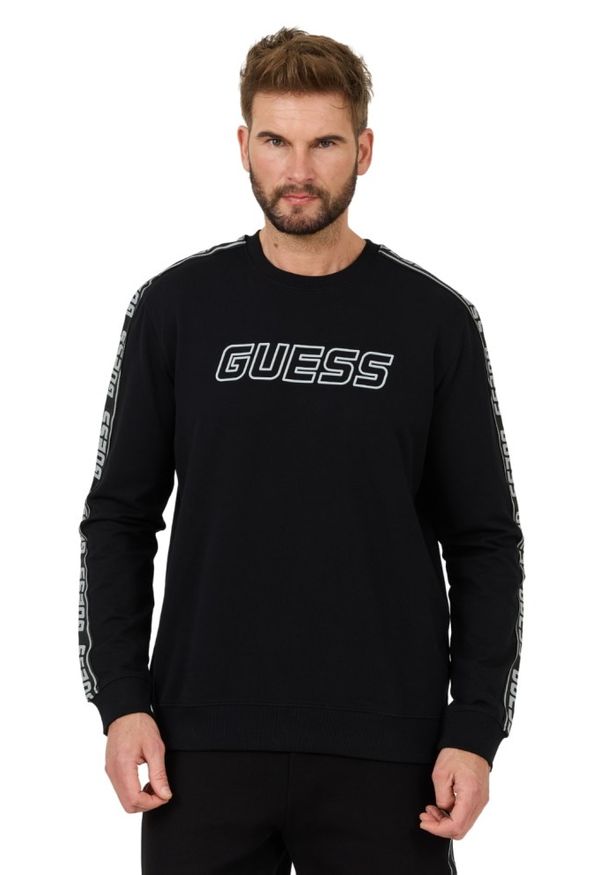 Guess - GUESS Czarna bluza z lampasami Arlo. Kolor: czarny