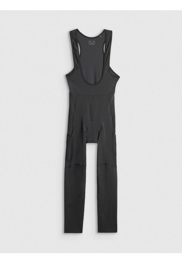 4f - 4F Długie spodnie kolarskie z szelkami męskie - czarne S. Kolor: czarny. Materiał: włókno, skóra, materiał. Długość: długie. Sport: kolarstwo