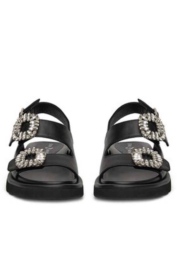 Eva Minge Sandały SNOWDROP-I75-563 Czarny. Kolor: czarny. Materiał: skóra