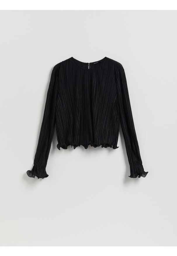 Reserved - Bluzka w prążki - czarny. Kolor: czarny. Materiał: dzianina. Wzór: prążki