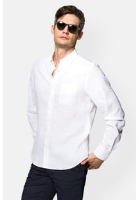 Lancerto - Koszula Biała Lniana Isadora. Kolor: biały. Materiał: poliester, len #1