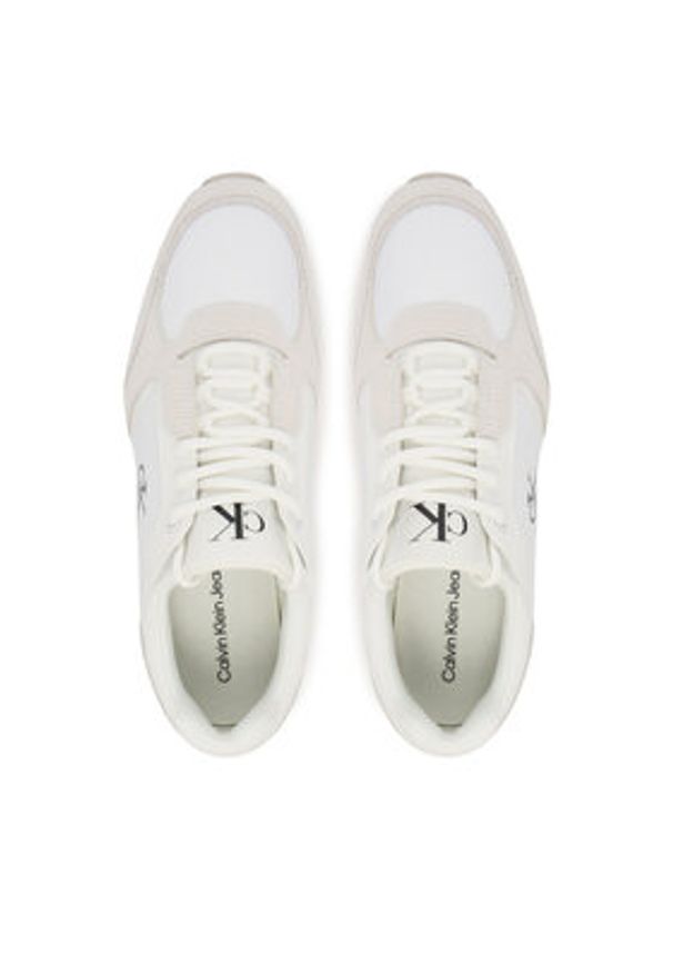 Calvin Klein Jeans Sneakersy Runner Laceup Sock Mg Nylon Mix YW0YW01644 Biały. Kolor: biały. Materiał: skóra