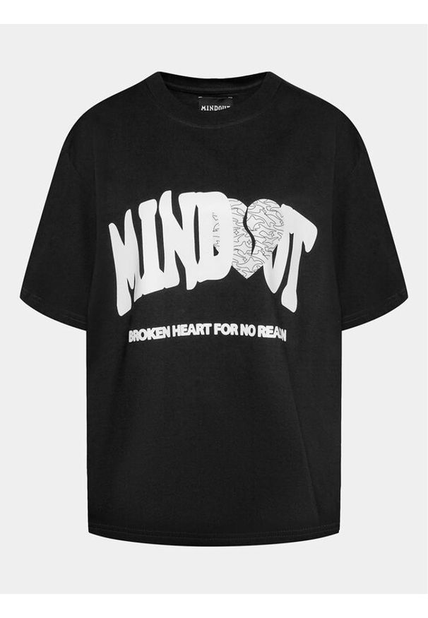 Mindout T-Shirt Broken Heart Czarny Boxy Fit. Kolor: czarny. Materiał: bawełna
