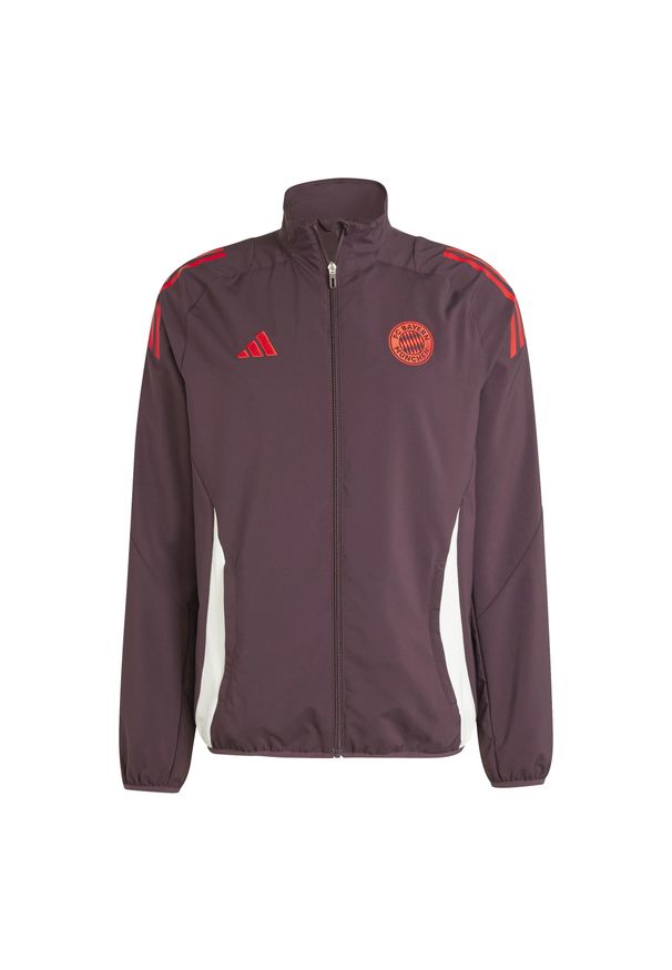 Adidas - Bluza dresowa Prematch Bayern Munich 2024/25. Kolor: czerwony. Materiał: dresówka. Sport: piłka nożna