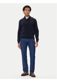 Barbour Sweter Patch Half Zip MKN0585NY91 Granatowy Regular Fit. Kolor: niebieski. Materiał: wełna #5