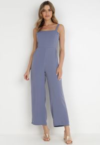 Born2be - Niebieski Kombinezon Damyle. Kolor: niebieski. Materiał: tkanina. Długość rękawa: na ramiączkach. Długość: długie. Wzór: gładki, jednolity #1