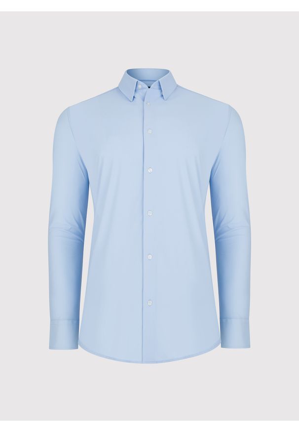 Pako Lorente - PAKO LORENTE – Niebieska dzianinowa koszula męska. Typ kołnierza: kołnierzyk klasyczny. Kolor: biały, niebieski, czarny. Materiał: dzianina. Długość rękawa: długi rękaw. Długość: długie. Wzór: gładki. Styl: klasyczny