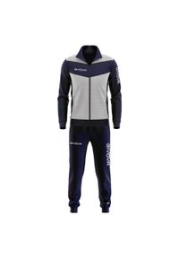 Givova Luxury komplet sportowy jasny szary melanż / navy, S. Kolor: wielokolorowy, niebieski, szary. Materiał: dresówka. Wzór: melanż. Sport: piłka nożna, fitness