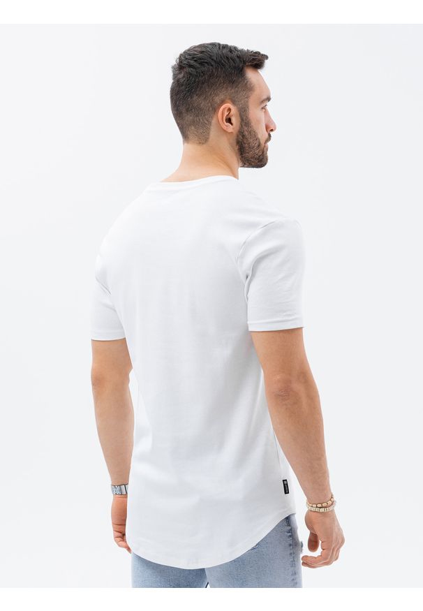 Ombre Clothing - T-shirt męski bawełniany z nadrukiem S1387 - biały - XXL. Kolor: biały. Materiał: bawełna. Wzór: nadruk
