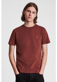 AllSaints - T-shirt bawełniany. Okazja: na co dzień. Kolor: czerwony. Materiał: bawełna. Wzór: gładki. Styl: casual
