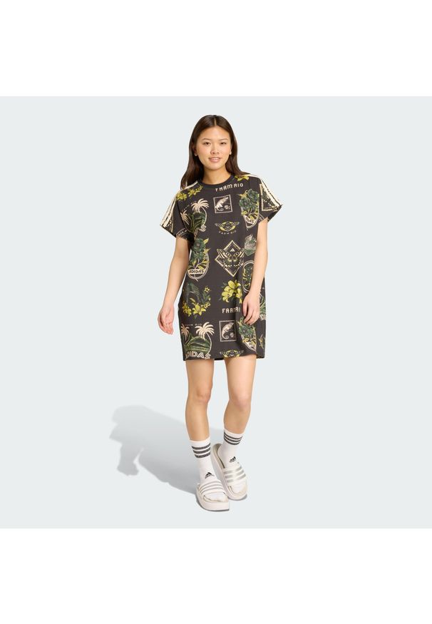 Adidas - Sukienka adidas X FARM Commercial. Kolor: czarny, zielony, wielokolorowy. Długość rękawa: bez rękawów. Typ sukienki: sportowe. Styl: sportowy