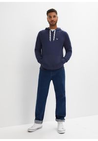 bonprix - Bluza z kapturem, z czystej bawełny organicznej. Typ kołnierza: kaptur. Kolor: niebieski. Materiał: bawełna. Wzór: haft #2