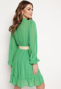Born2be - Zielona Sukienka Nesilwyn. Kolor: zielony. Materiał: tkanina. Wzór: haft. Styl: boho. Długość: mini #7