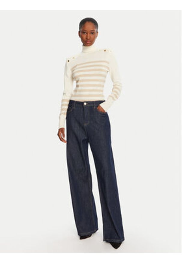 LOLA CASADEMUNT Golf LF2511008 Écru Regular Fit. Typ kołnierza: golf. Materiał: syntetyk