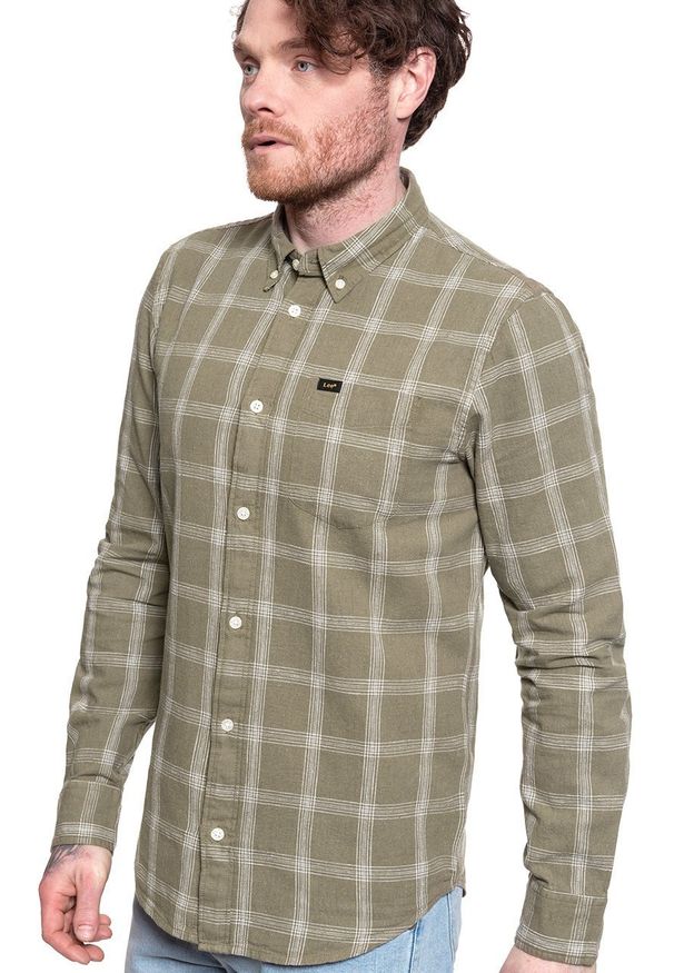 Lee - LEE LEE BUTTON DOWN MĘSKA KOSZULA UTILITY GREEN L880DANG. Typ kołnierza: button down