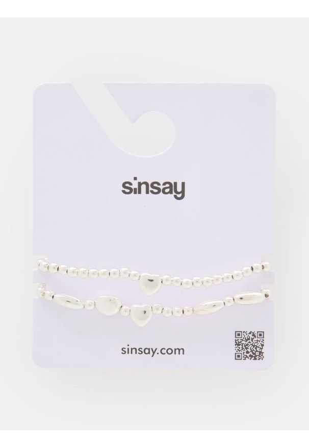 Sinsay - Bransoletka z błyszczącym wykończeniem 2 pack - srebrny. Materiał: srebrne. Kolor: srebrny